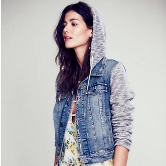 Free People denim and sweatshirt jacket-M LIKE NEW